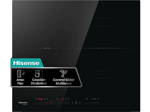 Placa inducción - Hisense HI6352BSCE , 3 zonas, Zonas Flex, XL 29 cm, 59 cm, Negro