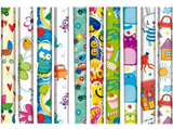 Papel de regalo - Campus Surtido Infantil, 70 x 200 cm, 60 rollos, Multicolor