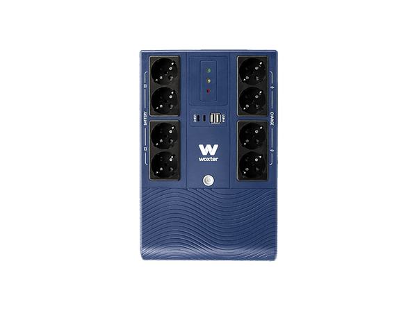 SAI - Woxter Multibase UPS 800 VA, 8 Tomas Schuko, Batería de 12V/7Ah, Protección contra Cortes de Energía, 4 Salidas con Respaldo