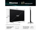 TV Mini LED 100 - Hisense 100U7Q, UHD 4K, Subwoofer integrado, 144 Hz, Hi-View IA Pro, Dolby Vusion IQ & Dolby Atmos,  Negro