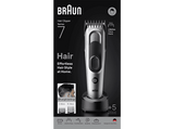 Cortapelos - Braun Series 7 HC7590, Memoria SafetyLock, 17 ajustes de longitud, 2 peines, Base de carga, 50 min autonomía , Gris