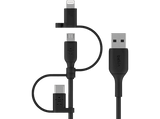 Cable USB - Belkin Cable Universal 3 en 1, USB-A, USB-C, Micro-USB, Lightning, 1 m, Negro