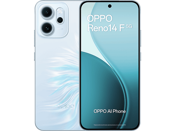 Móvil - OPPO Reno14F, Opal Blue, 256GB, 8GB RAM, 6.57" 2.5D AMOLED, Snapdragon® 6 Gen 1 (4nm), 6000mAh