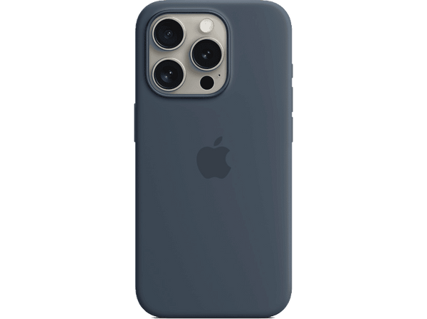 APPLE Funda de silicona con MagSafe para iPhone 15 Pro, Azul tempestad