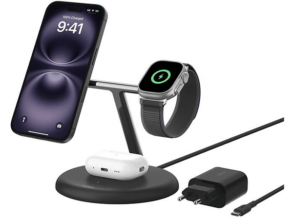 Cargador móvil inalámbrico - Belkin BoostCharge Pro Qi2, Carga Universal con dispositivos que funcionen con el estándar Qi2, 15W, Negro