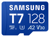 Tarjeta Micro SDXC - Samsung T7 MB-MB128T, 128 GB, Lectura hasta 170 MB/s, UHS Clase 3, A2, V30, Azul