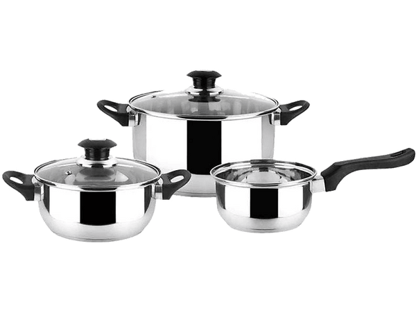 Batería de cocina - Magefesa Family 5 piezas, Tapa de Cristal, Inducción, Fondo Difusor, Acero inoxidable