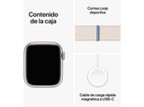 Apple Watch Series 9 (2023), GPS+CELL, 41 mm, Gesto de doble toque, Caja de aluminio blanco estrella, Correa Sport Loop blanco estrella