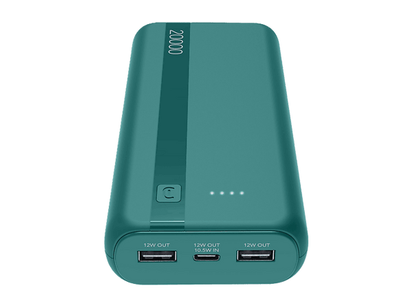 Powerbank - CellularLine Essential, 20000 mAh, 12 W, 144 horas, USB C, USB A, Azul