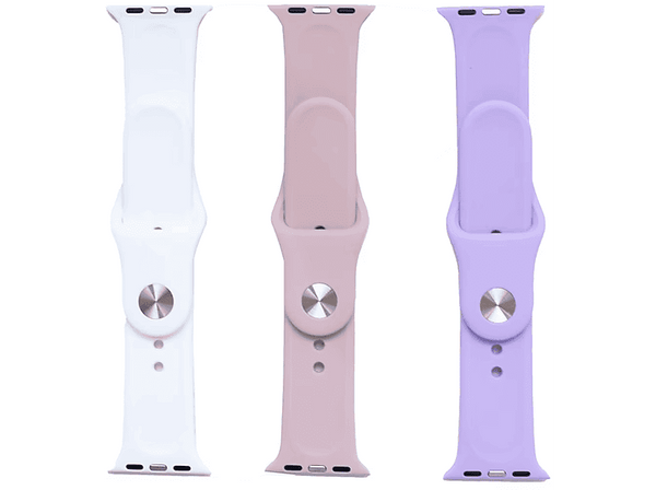 Pack Correas - Friendly License, Apple Watch 38/40/41 mm, Cierre click, Blanco, Violeta, Rosa