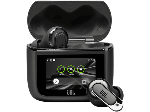 Auriculares True Wireless - JBL Tour Pro 3, Sonido espacial 360, Cancelación de ruido adaptativa, 40 h, Estuche con pantalla, asistente de voz, Negro