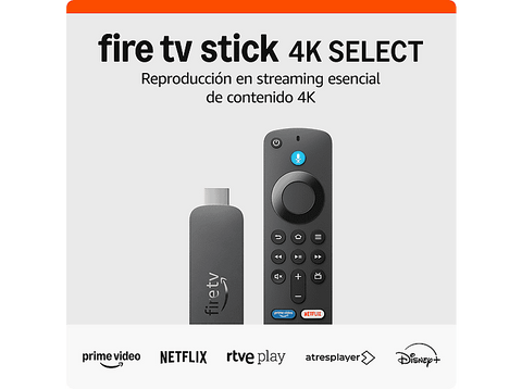 Reproductor multimedia - Amazon Fire TV Stick 4K Select (2025), Mando por voz Alexa, Reproduce contenido 4K streaming, TV gratuita y en directo, Negro