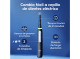 Cepillo eléctrico - Oral-B iO 3S Cepillo De Dientes, 3 Modos, Sensor de presión, 4 cabezales, Negro mate, Edición Navidad
