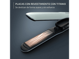 Plancha de pelo - Rowenta Thermoglide SF5120, Titanio, Tecnología iónica 240 v, 5 temperaturas, 170°C a 230°C, Rápido calentamiento, Verde