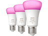 Bombilla Inteligente - Philips Hue A60, Pack 3, E27, Luminosidad 800, Blanca y colores, Bluetooth
