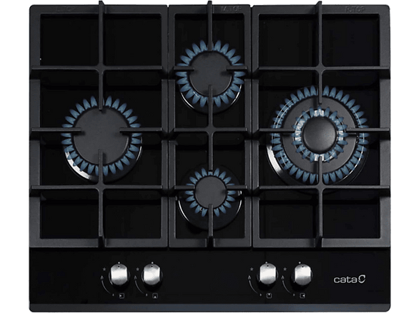 Placa de gas - Cata LCI 6031, 4 zonas, Gas Natural, 64 cm, Negro