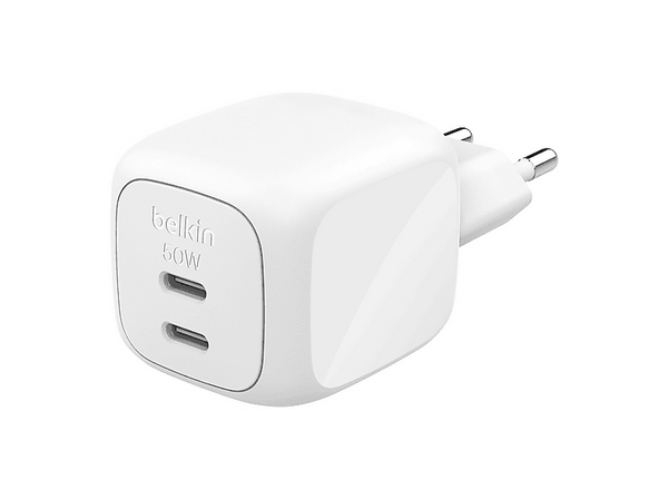 Cargador de pared - Belkin BBC027kqWH-MR, Universal, 2x USB-C, 50 W, Blanco