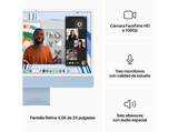 Apple iMac (2023) MQRC3Y/A, 24 Retina 4.5K, Chip M3, CPU de 8 núcleos, GPU de 8 núcleos, 24GB de RAM, 256GB de SSD, Sin Ethernet, Azul