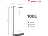 Ariston Velis Tech Dry Wifi 100, 1500 W, 8 bar, 100 l, Multiposición, Gris - Termo eléctrico