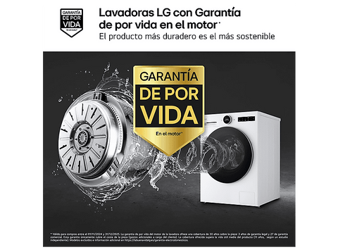 Lavadora carga frontal - LG F4X7511TWS, 11 kg, 1400 rpm, 23 programas, TurboWash 360º, Autodosificación, Blanco