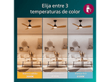 Ventilador de techo - Philips Olas 28 W + 24 W, LED, 3 Velocidades, Negro/Madera
