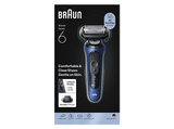Afeitadora - Braun Series 6  62-B1200S, 1 accesorio de precisión, 60 min autonomía, Afeitado en seco y en mojado, Azul