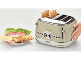 Tostadora - Ariete Vintage 156, 4 ranuras, 1600 W, 6 niveles de tostado, Descongelación, Pastel