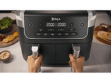 Freidora de aire - Ninja DualZone DZ801EU, 2 cestas, 7.6 l, 2470 W, 240 °C, 6 funciones de cocción, Gris
