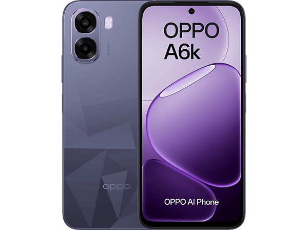 Móvil - OPPO A6k, Crystal Black, 256 GB, 4 GB RAM, 6.75" LCD, Qualcomm Snapdragon®685 (6nm), 6100 mAh