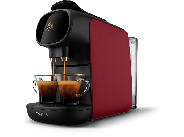 Cafetera de cápsulas - Philips LM9012/50 L'OR, 1450W, 19 bar, 0.80 l,  Función 2 tazas, Sistema antigoteo, Rojo