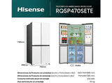 Frigorífico americano - Hisense RQ5P470SETE, Total No Frost, 178.5 cm, 483 l, WiFi, Inverter, Cristal Blanco