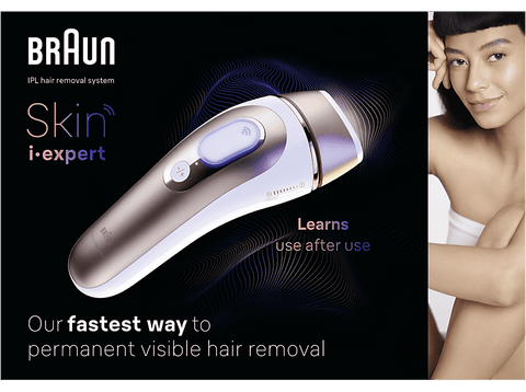 Depiladora IPL- Braun Luz Pulsada Skin I·Expert Smart PL7147, Reducción Permanente Vello Visible, Con App, 2 Cabezales