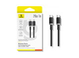 Cable USB - Baseus Dura, Tipo-C a Tipo-C, 100 cm, 240W, Carga rápida, Ultrarresitente, Negro y Dorado