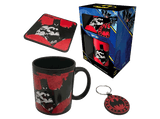 Pack Merchandising - Sherwood DC Batman, Taza de cerámica de 315 ml, Llavero de goma, Posavasos de 10x10cm