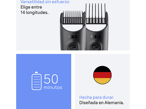 Afeitadora multifunción - Braun Todo En Uno Series 3 AIO3540, Kit De Styling 8 en 1, Lámina Afilada, 14 Longitudes, Gris