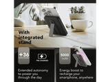 Powerbank - CellularLine Mag Stand, 5000 mAh, 20 W, Carga inalámbrica, USB C, Negro
