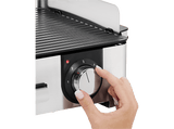 Barbacoa - WMF Lono Master Grill, 2400W, Antiadherente, Regulador temperatura, 2 zonas, Bandeja antigoteo extraíble, Acero inoxidable Cromargan, Plata