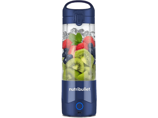 Batidora de vaso - Nutribullet Portable NBP003NBL, Batidora personal, Vaso portátil 0.475 l, Asa transportable, Carga USB-C, 2000 mAh, Azul