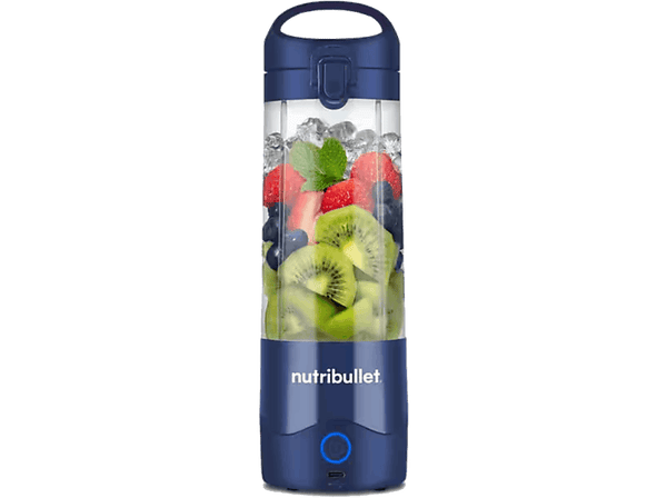 Batidora de vaso - Nutribullet Portable NBP003NBL, Batidora personal, Vaso portátil 0.475 l, Asa transportable, Carga USB-C, 2000 mAh, Azul