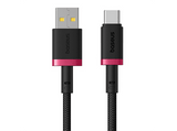 Cable USB - Baseus Dura, USB a USB-C, 100 cm, 60W, Carga rápida, Ultrarresistente, Negro y Rojo