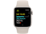 APPLE Watch SE (2023), GPS, 40 mm, Caja de aluminio blanco estrella, Vidrio delantero Ion-X, Talla S/M, Correa deportiva blanco estrella