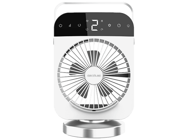 Ventilador de sobremesa - Cecotec EnergySilence 600 DeskChill Smart Rotate Ice, 300 ml, 4 velocidades, Oscilación, AutoOff, Blanco