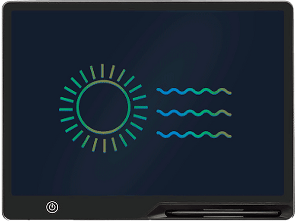 Pizarra electrónica - Dam DMAN0145C00CLOR, 16", Batería recargable, Cristal líquido, Fondo multicolor, Negro