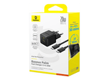 Cargador de pared - Baseus PALM, 20W, USB y Tipo-C, Kit con cable Tipo-C de 100 cm, Universal, Negro Cluster