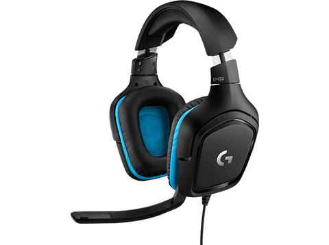 Auriculares gaming - Logitech G432, DTS Headphone:X 2.0, Transductores 50 mm, Negro y azul