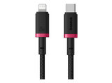 Cable USB a Lightning - Baseus DURA, Lightning a Tipo-C, Carga rápida, Cable trenzado ultrarresistente de 200 cm, Universal, 20W, Rojo y Negro