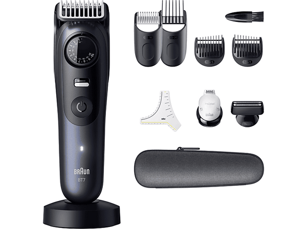 Barbero - Braun Series 7 BT7540, 10 accesorios para barba, 40 ajustes de longitud, Bloqueo de precisión, Lámina ProBlade, Wet&Dry, Azul