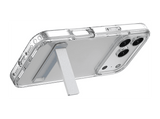 Funda móvil - CellularLine CLEAR STAND, Para iPhone 17 Pro, Esquinas reforzadas, Anti-amarilleo, Con soporte integrado, Antibacteriana, Transparente