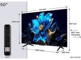 TV QLED 50 - TCL 50P7K, UHD 4K, AiPQ Processor, Smart TV, DVB-T2, 60 Hz, Pantalla HVA, Dolby Atmos, Negro