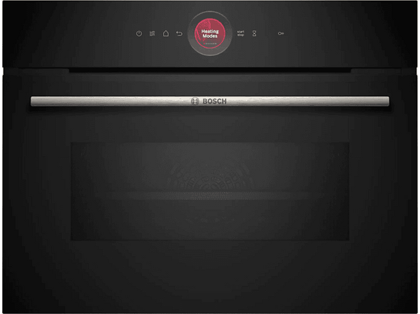 Horno compacto con microondas - Bosch CMG7241B1, Serie 8, Multifunción, Hidrolítica, 45 l, Home Connect, Función AirFry, 60 cm, Negro